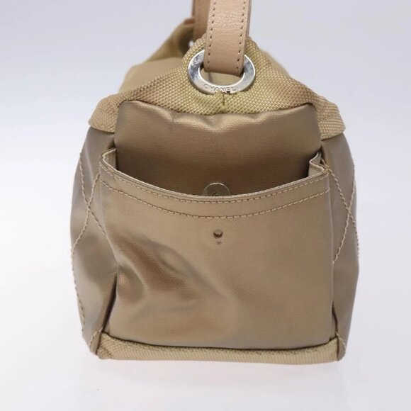 CHANEL Paris Biarritz Shoulder Bag Coated Canvas Beige Silver CC Auth BA4004 - Picture 3 of 15